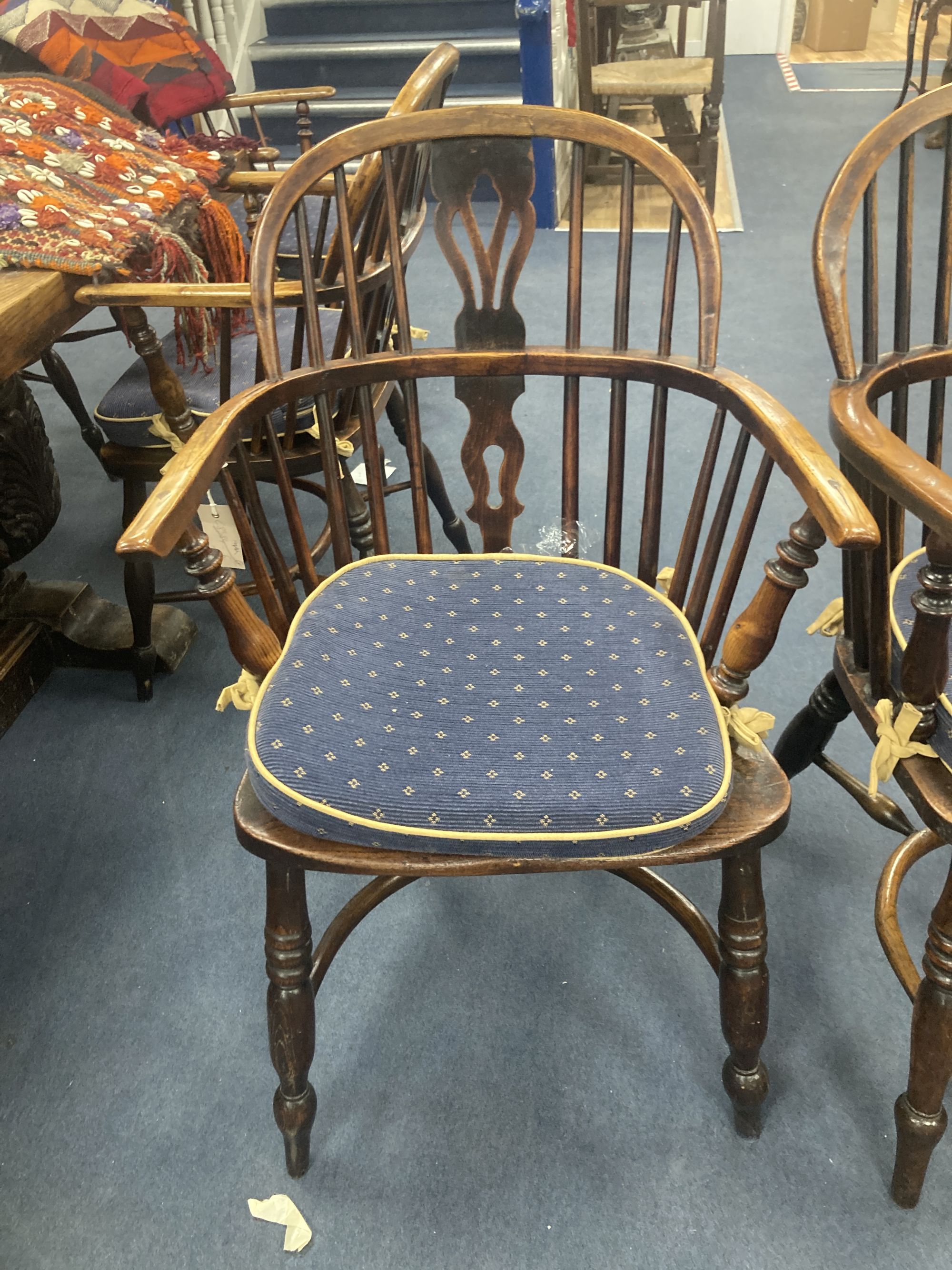 A set of eight 19th century and later ash, elm and beech Windsor chairs,